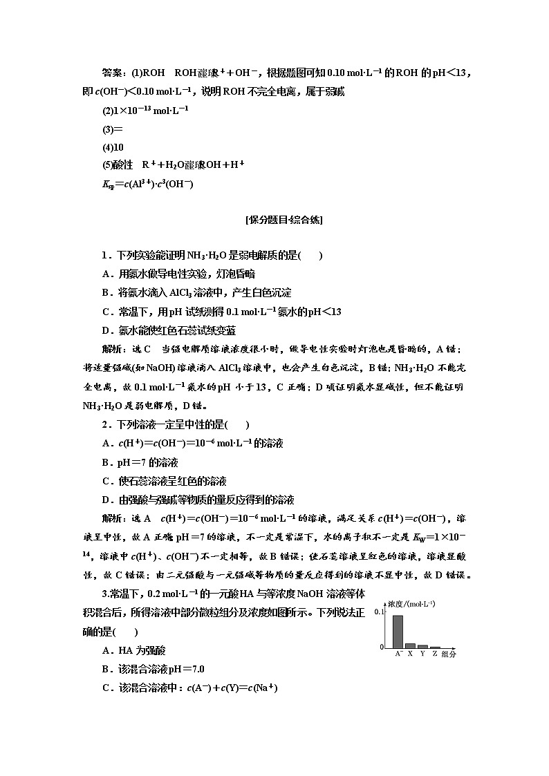 2019届高考化学一、二轮衔接 专题整合(九)　水溶液中的离子平衡作业第2页