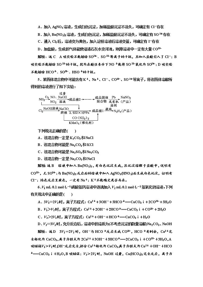 2019届高考化学一、二轮衔接专题整合(三)　离子反应作业第3页
