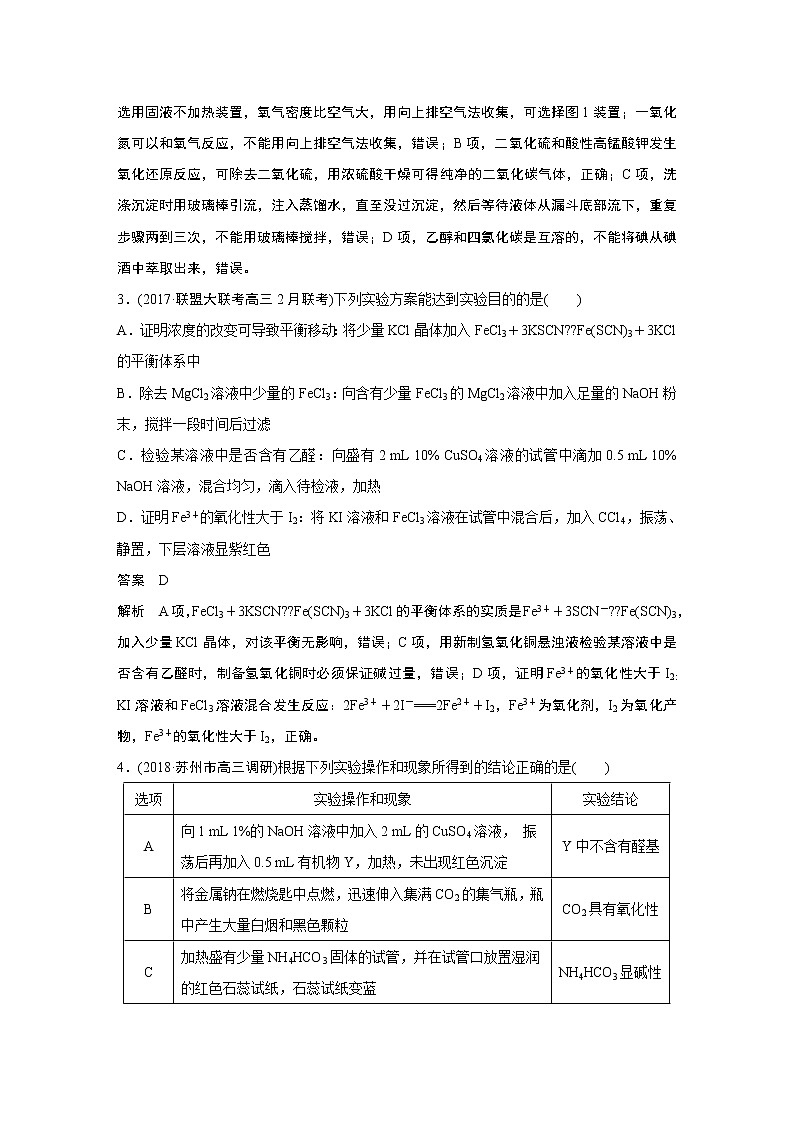 2019届二轮复习 实验操作判断型 作业（江苏专用） 练习02
