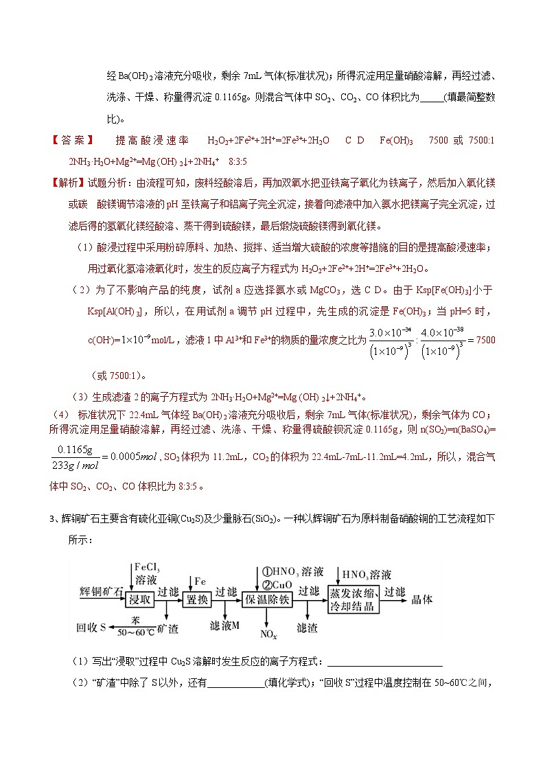 2019届二轮复习 无机化工流程 作业（全国通用）第3页