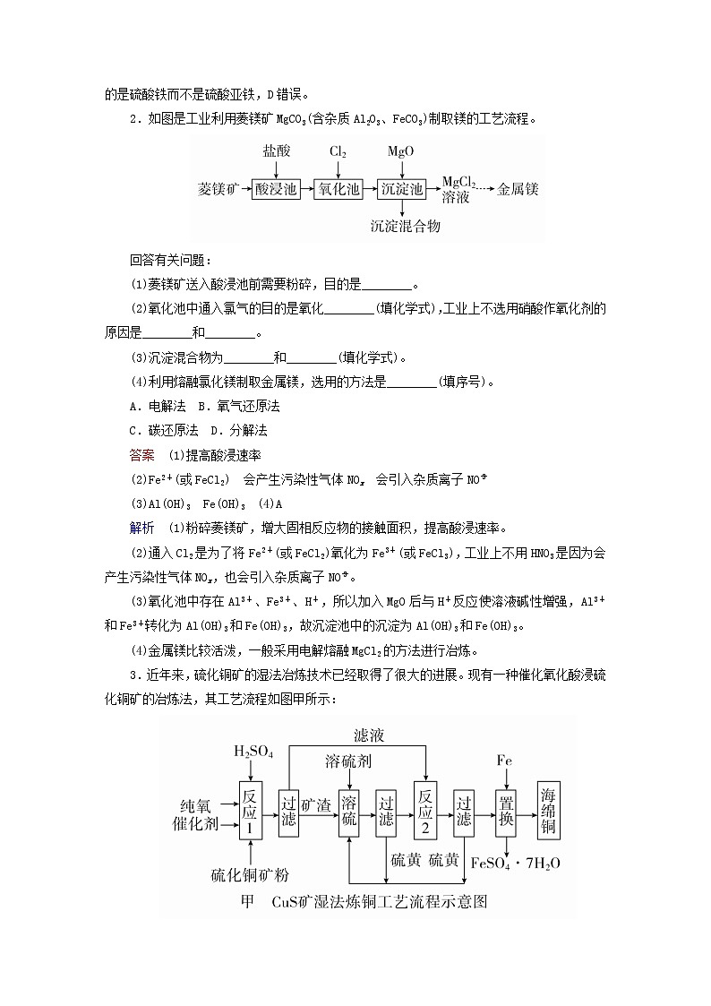 2019届二轮复习 无机化工流程题的突破方法 作业（全国通用）02
