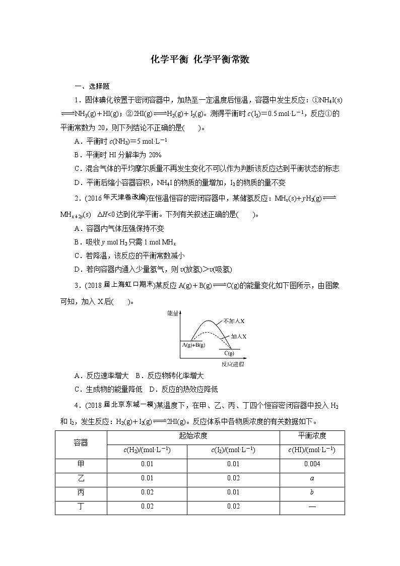 2019届二轮复习 化学平衡 化学平衡常数 作业（全国通用） 练习01
