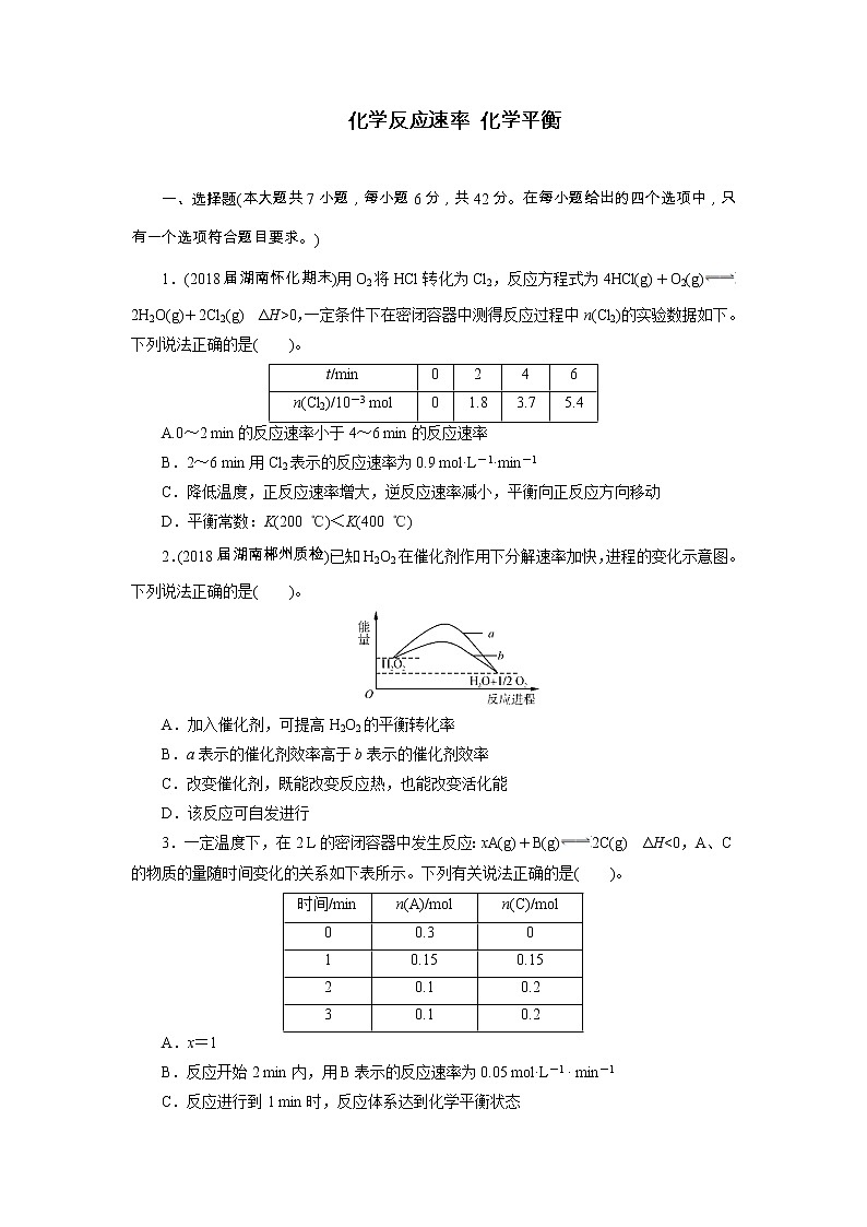 2019届二轮复习 化学反应速率 化学平衡 作业（全国通用） 练习01