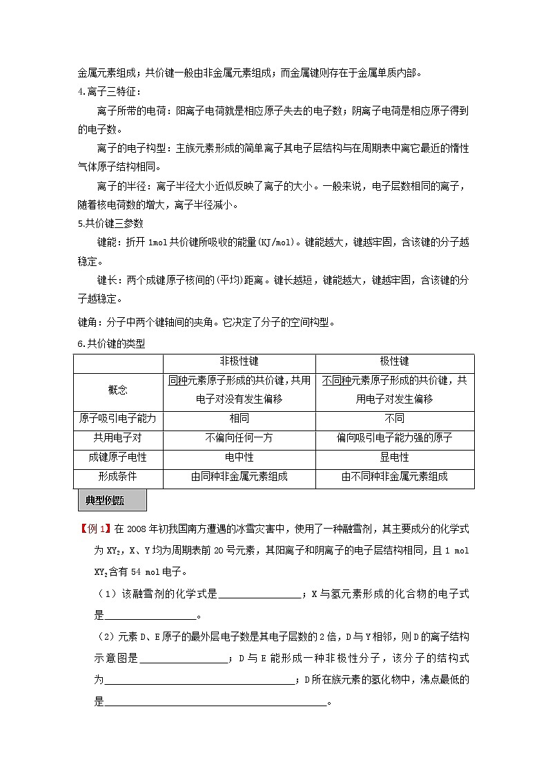 2019届高考化学二轮复习化学键学案02