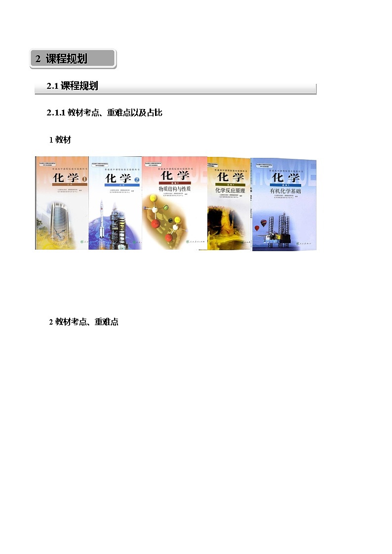 2019届高考化学二轮复习课程规划学案01