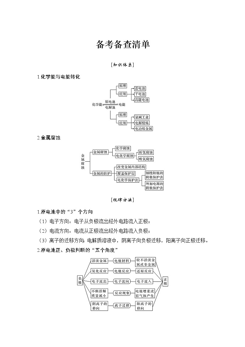 2019届高考化学二轮复习专题六电化学备考备查清单学案01