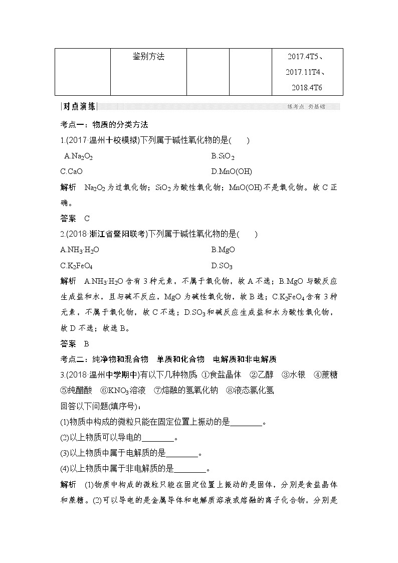 2019届高考化学二轮复习专题一物质的组成、分类及变化　化学用语学案02