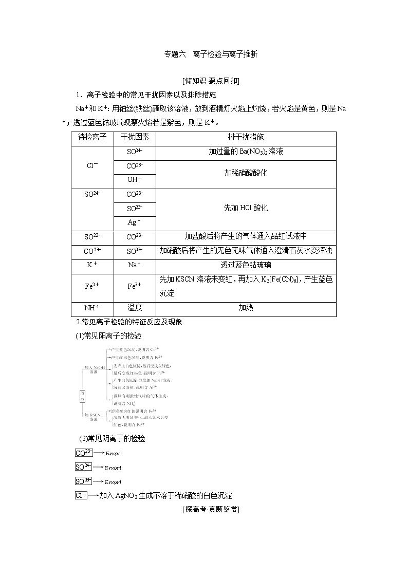2019届二轮复习 离子检验与离子推断 学案（全国通用）01