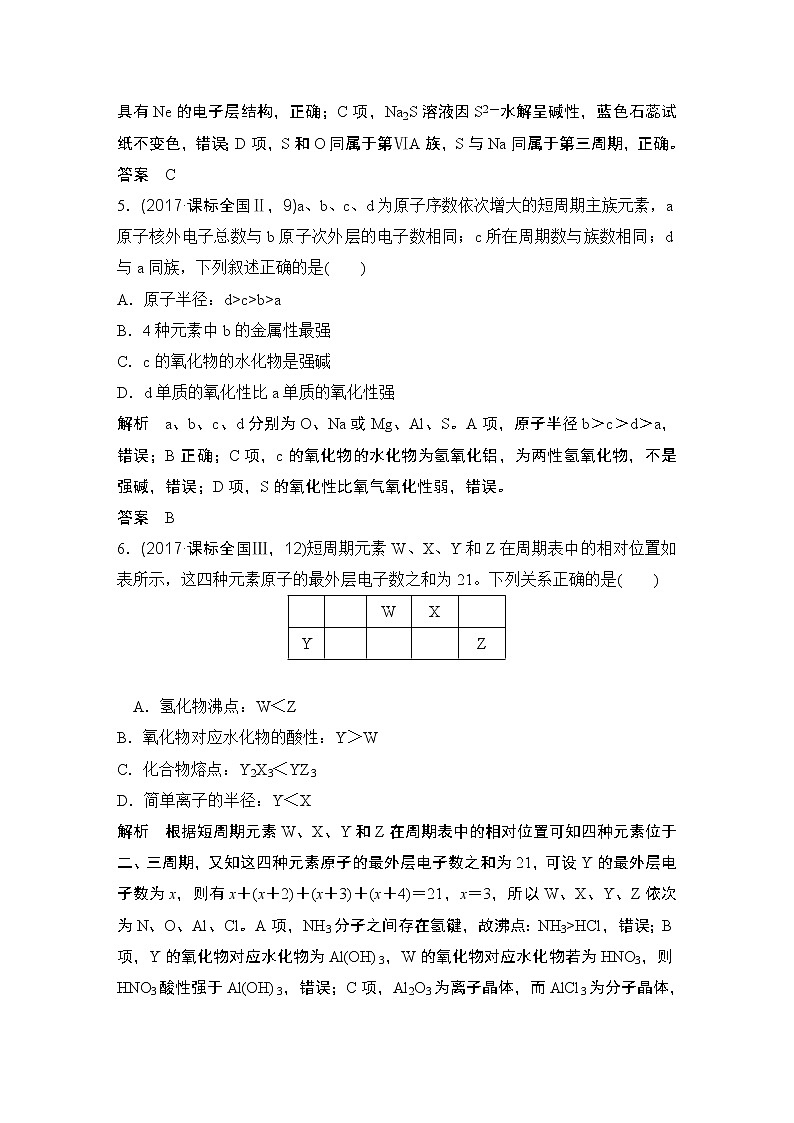 2019届二轮复习 元素周期表与元素周期律 学案（全国通用）03