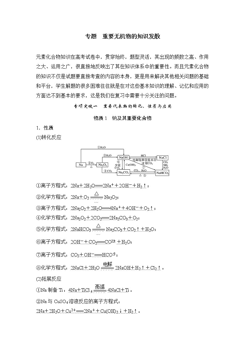 2019届二轮复习 专题　重要无机物的知识发散 学案（全国通用）第1页