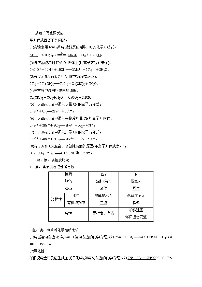 2019届高考化学二轮复习（浙江专用）专题七　氯、溴、碘、硫、硅及其化合物学案03