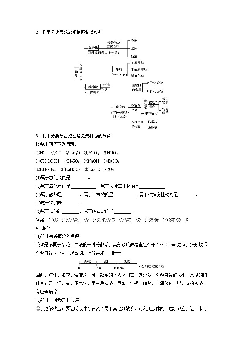 2019届二轮复习 专题一 物质的组成、分类及变化 教案（浙江专用）02