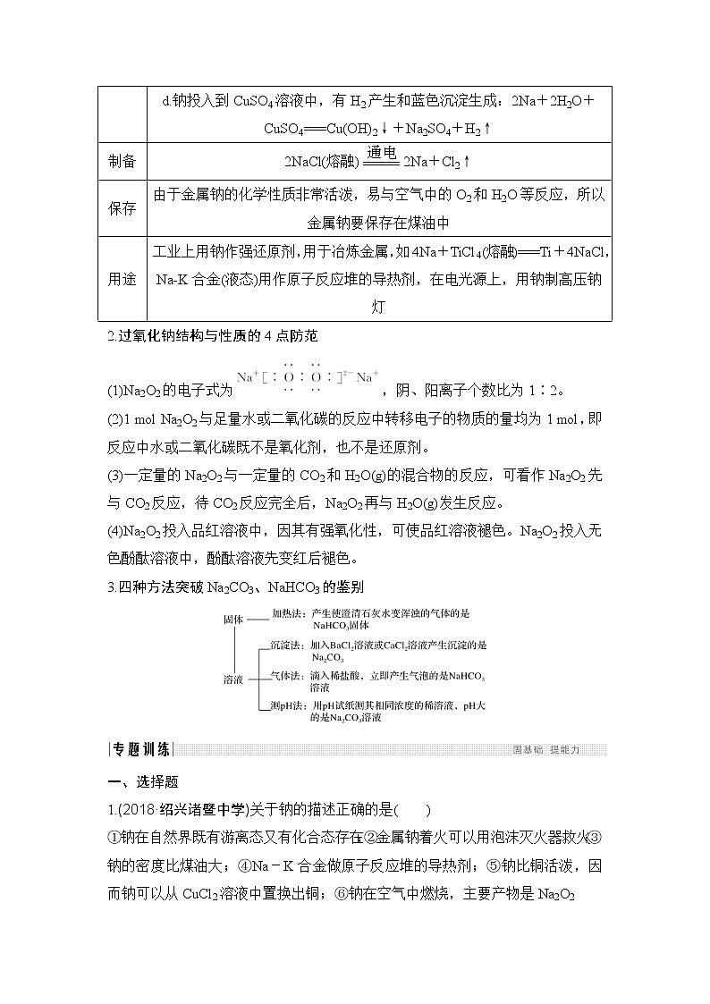 2019高考化学高分突破二轮复习专题十钠及其化合物备考备查清单学案02