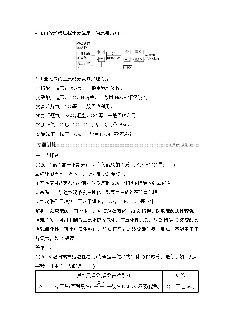 2019高考化学高分突破二轮复习专题十三硫及其化合物　环境保护备考备查清单学案02