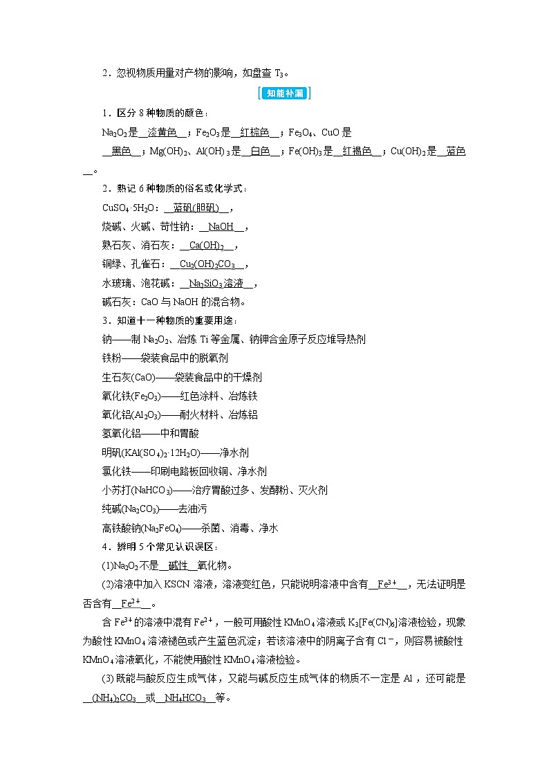2019届二轮复习 常见金属元素 学案（全国通用） (1)03