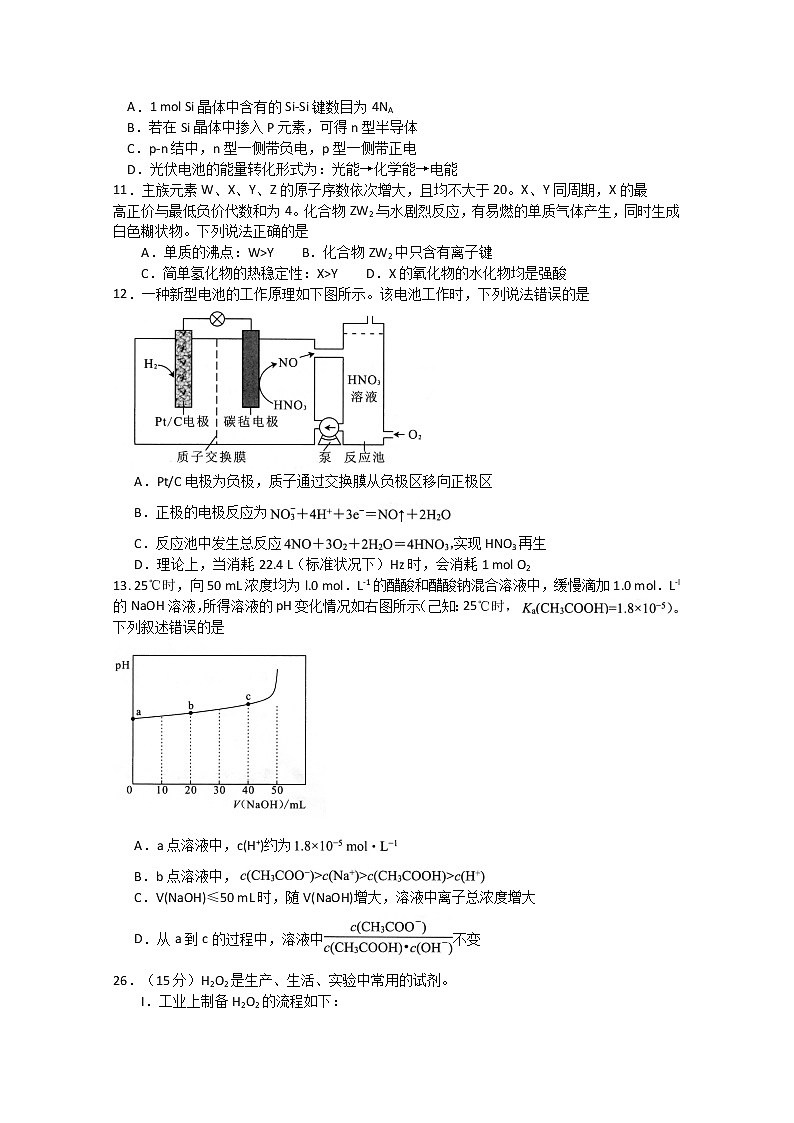 广东省深圳市2020届高三年级调研考试理综化学试题02