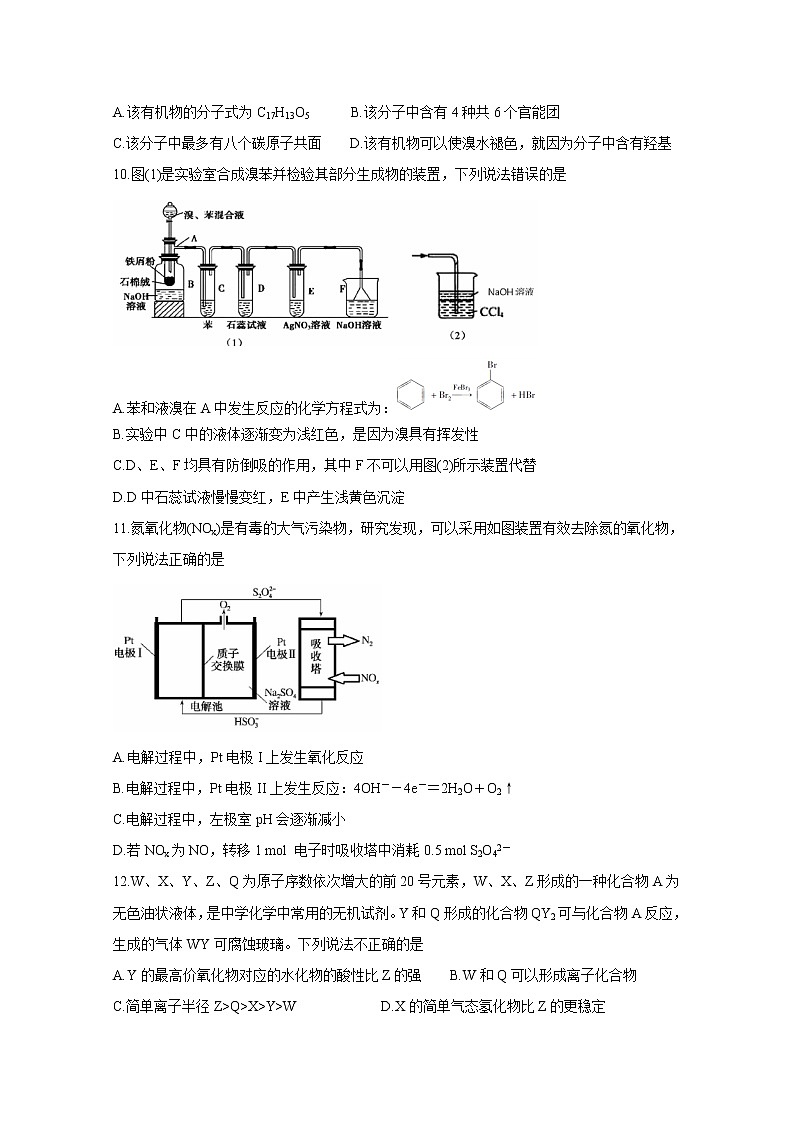 山西省运城市2020届高三调研测试 化学02