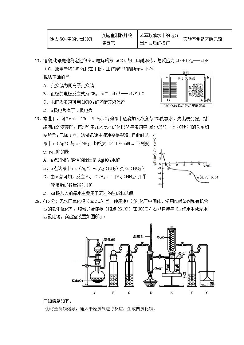 四川省成都石室中学2020届高三第三次高考适应性考试理综化学试题02