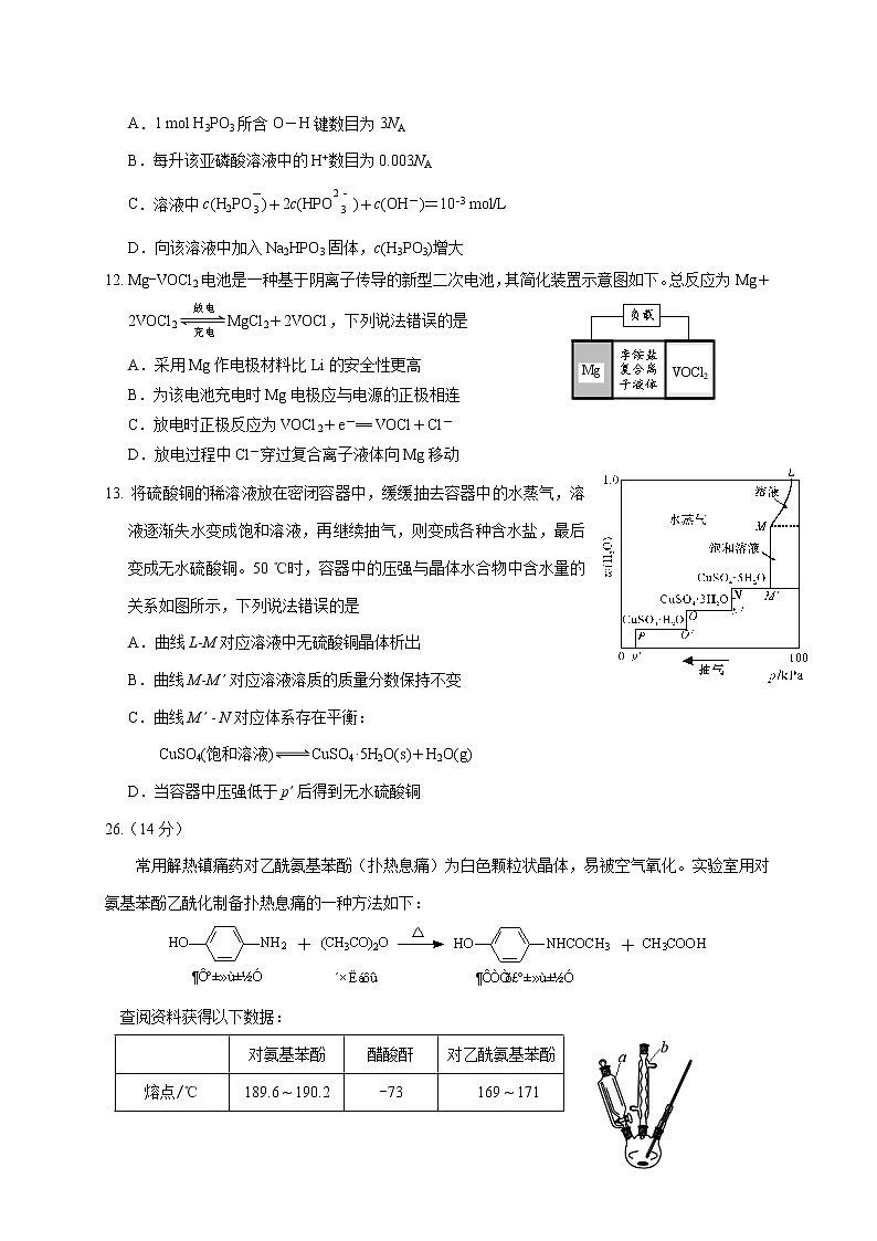 四川省绵阳市高中2020届高三高考适应性考试（四诊）理综化学试题02