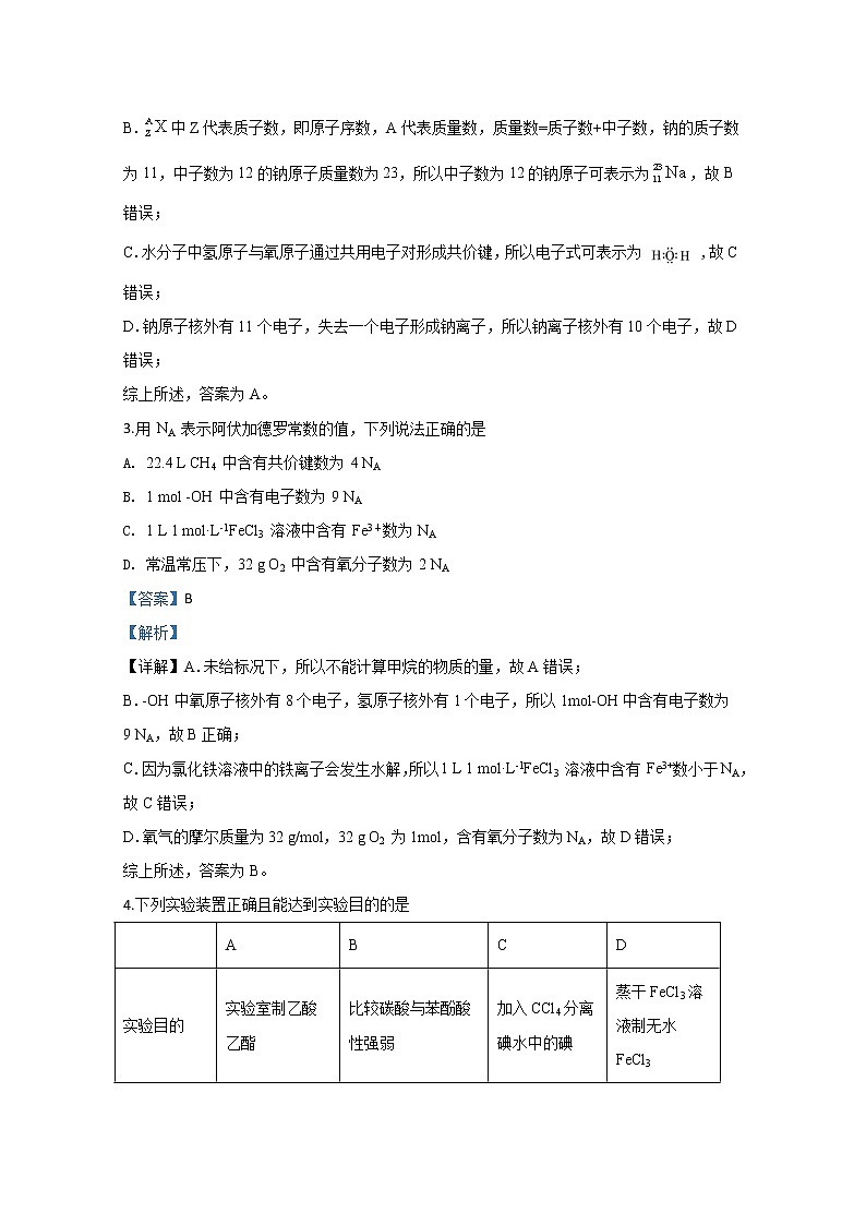 天津市河北区2020届高三期间线上测试化学试题02