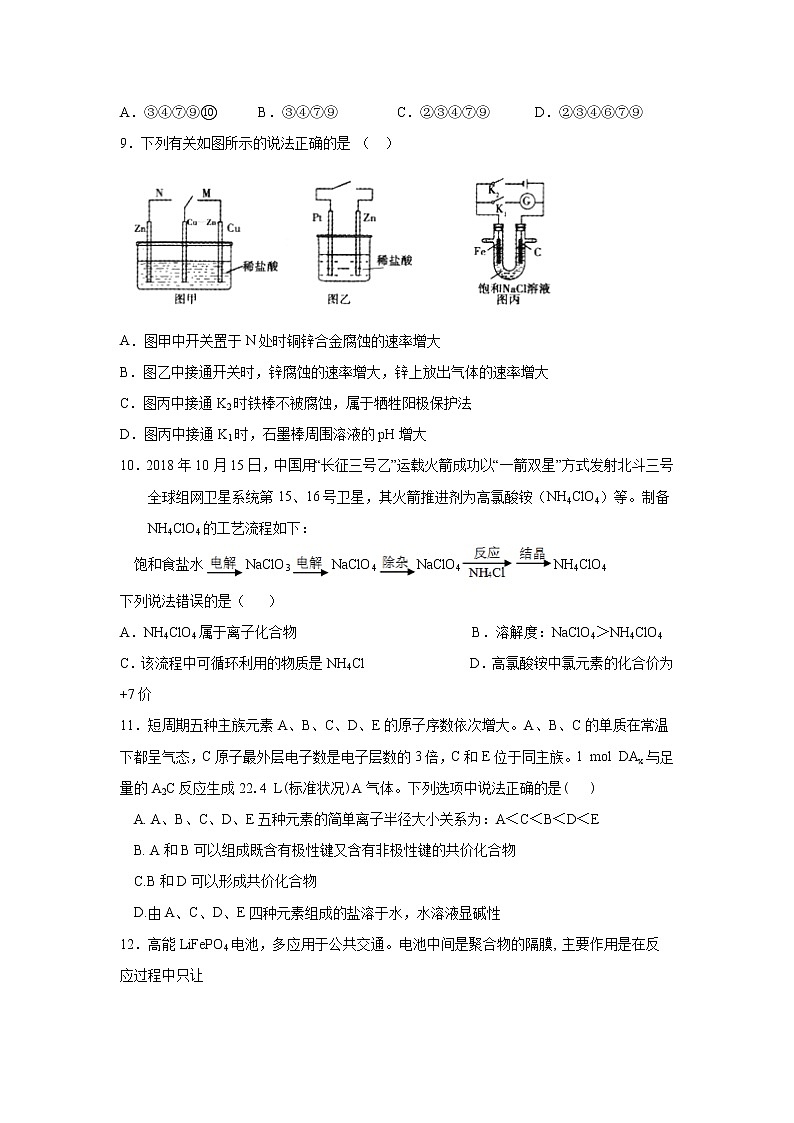 陕西省渭南市韩城市司马迁中学2020届高三下学期质量检测化学试卷03