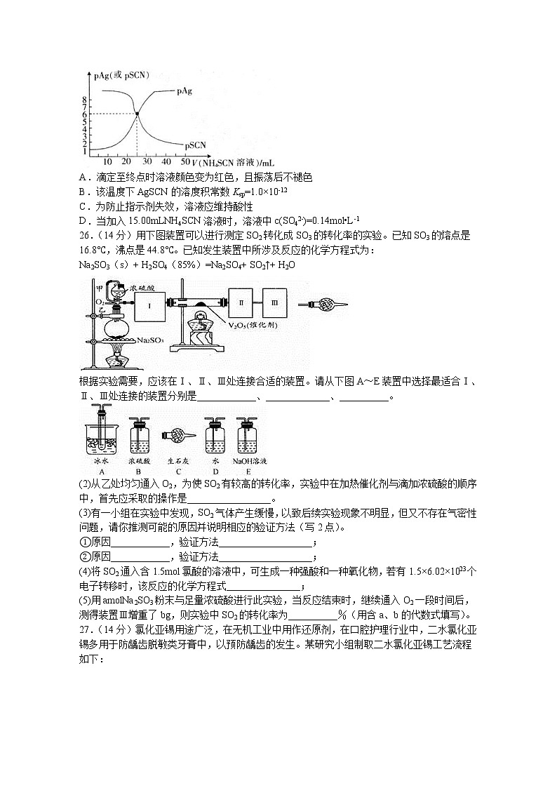 四川省泸县第四中学2020届高三下学期高考适应性考试理综-化学试题02