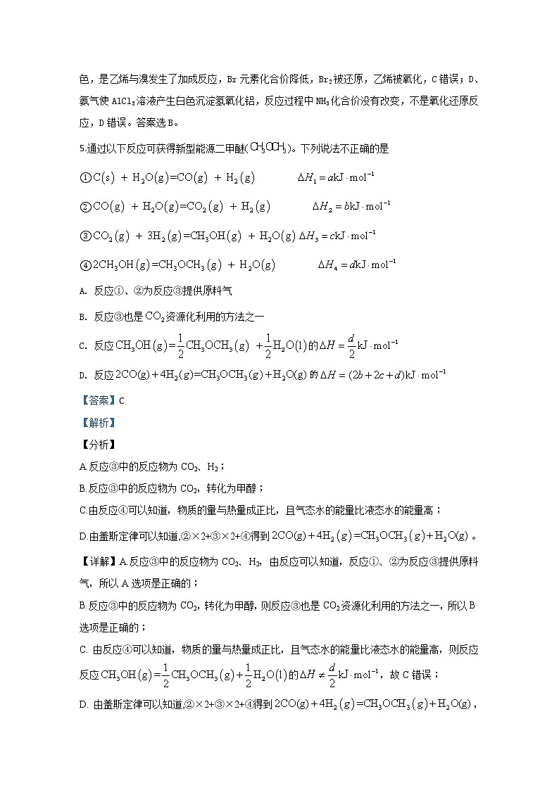 北京市中国人民大学附属中学2020届高三教学质量监测化学试题03