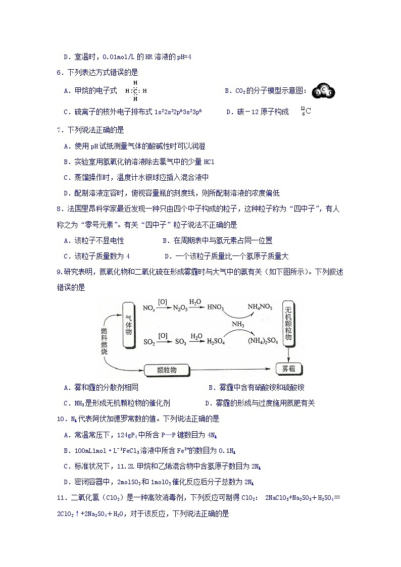 黑龙江省哈尔滨市第六中学2020届高三上学期第三次调研考试化学试题第2页