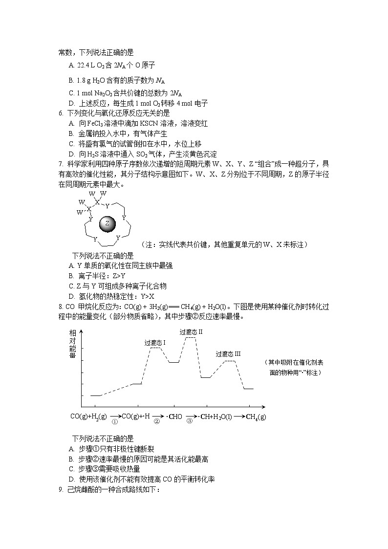 北京市昌平区2020届高三下学期统一练习化学试题第2页