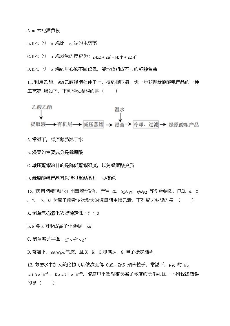 福建省厦门市湖滨中学2020届高三下学期测试（十）理综-化学试题03