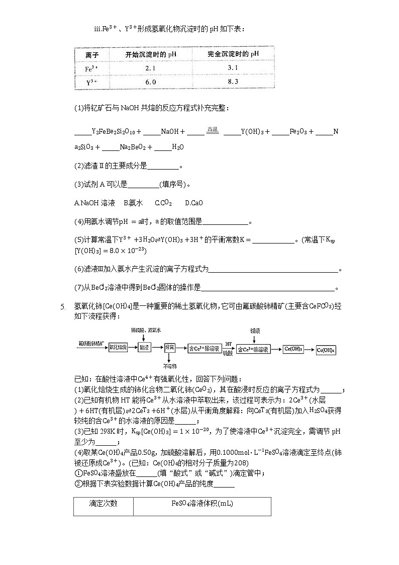 （以稀土（铈Ce等）为载体）化学工业流程大题周练03