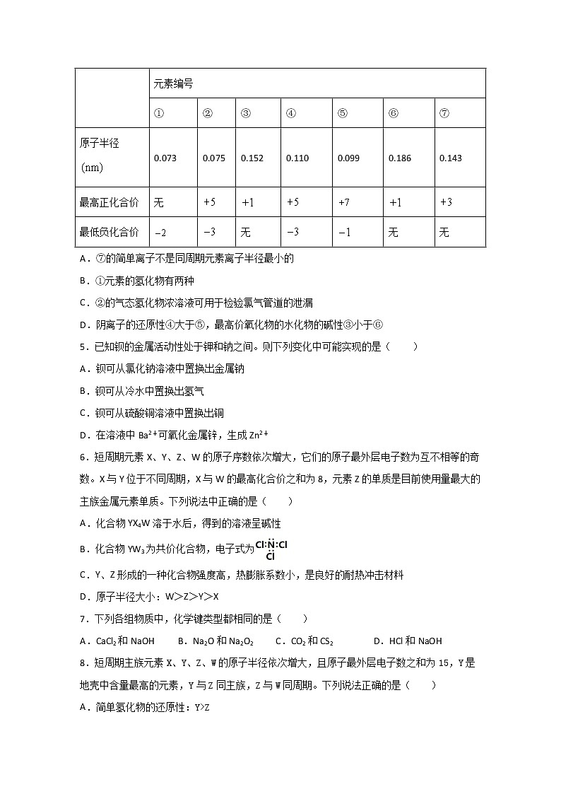 山西省晋中市和诚中学2019-2020学年高一3月月考化学试题02