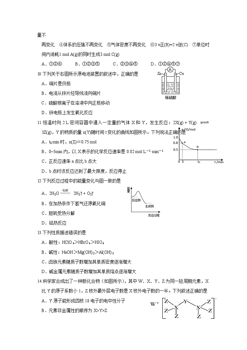 湖北省孝感市重点高中联考协作体2019-2020学年高一下学期联合考试化学试题03