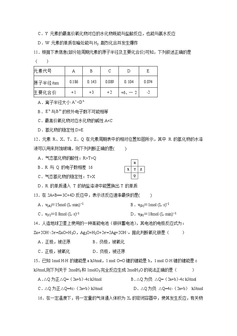 贵州省兴仁市凤凰中学2019-2020学年高一下学期第一次月考化学试题03