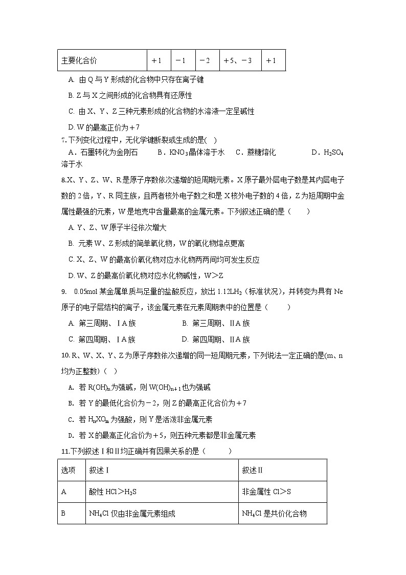安徽省合肥九中2019-2020学年高一下学期第一次月考化学试题02