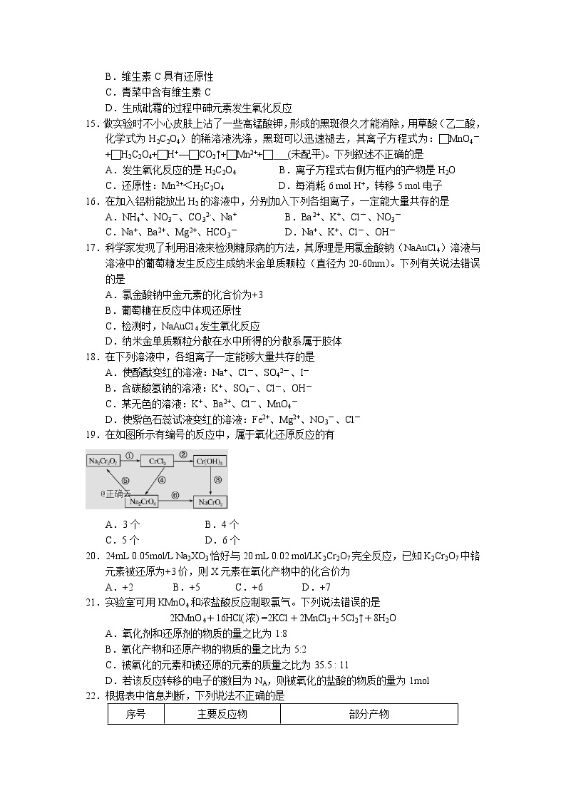 山西省长治市第二中学2019-2020学年高一12月月考化学试卷03