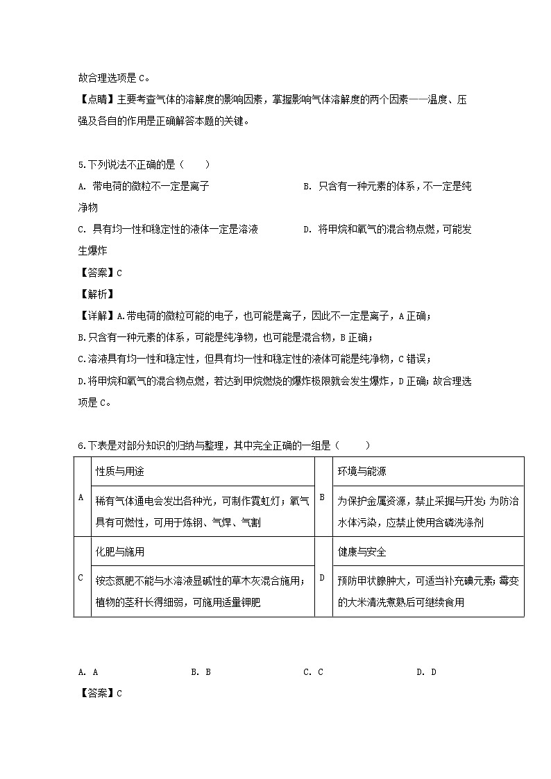 江西省抚州市临川区第一中学2019-2020学年高一上学期入学考试化学试题03