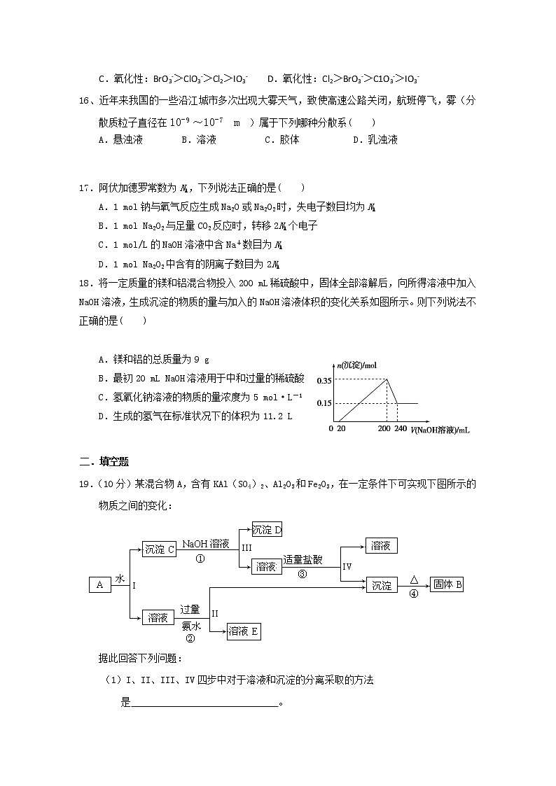 江西省靖安中学2019-2020学年高一上学期月考化学试题03