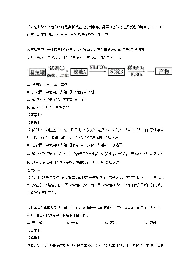 江西省上饶中学2019-2020学年高一上学期第一次月考（特零班）化学试题02