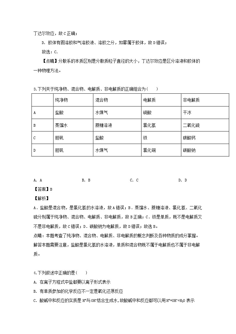 辽宁省实验中学东戴河分校2019-2020学年高一10月月考化学试题02
