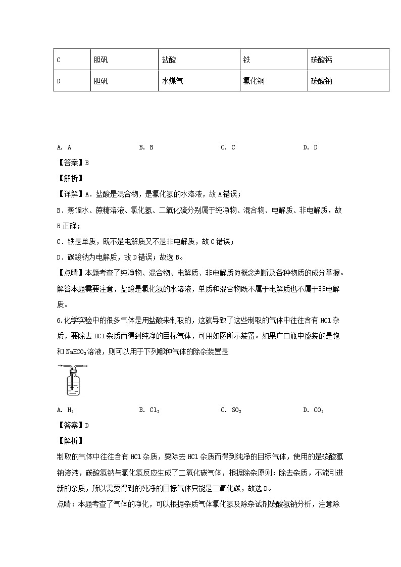黑龙江省大庆市第四中学2019-2020学年高一上学期月考化学试题03