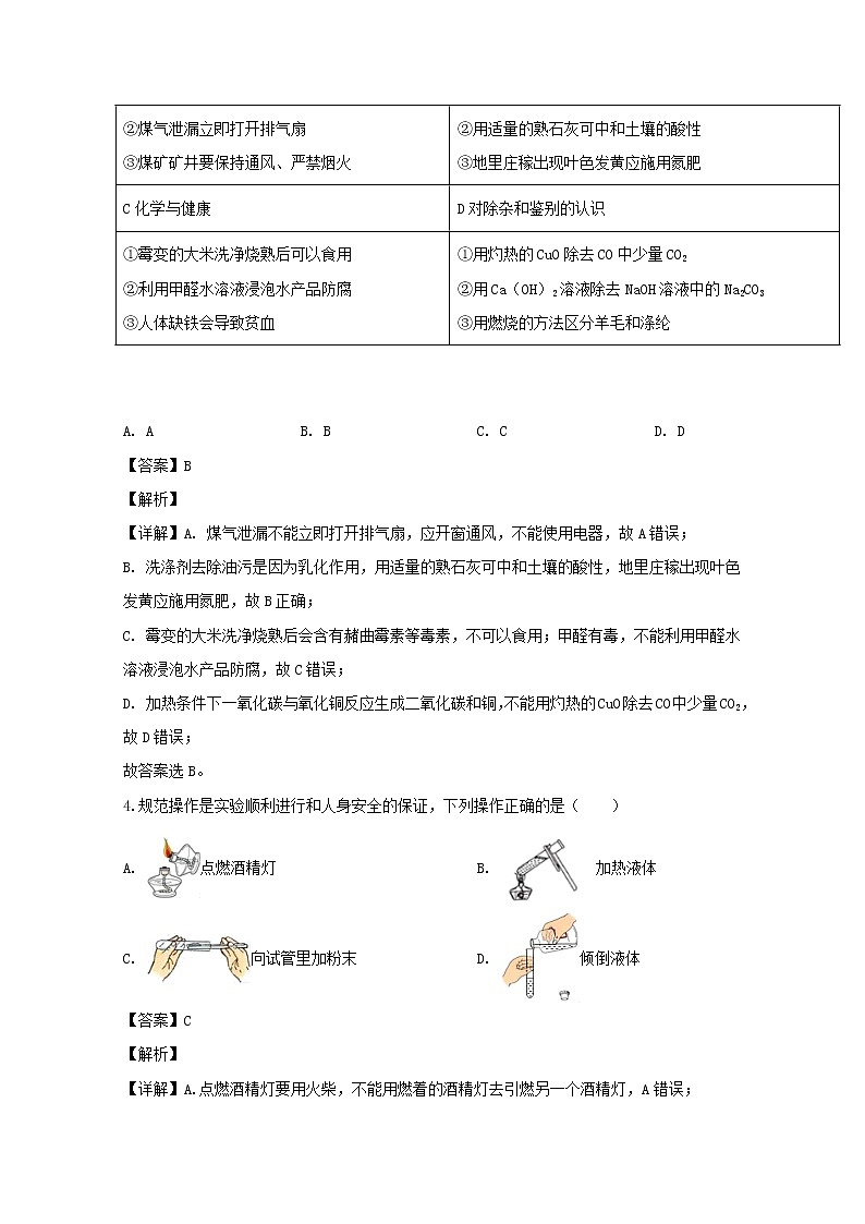 湖南省长沙市周南中学2019-2020学年高一上学期第一次月考化学试题02