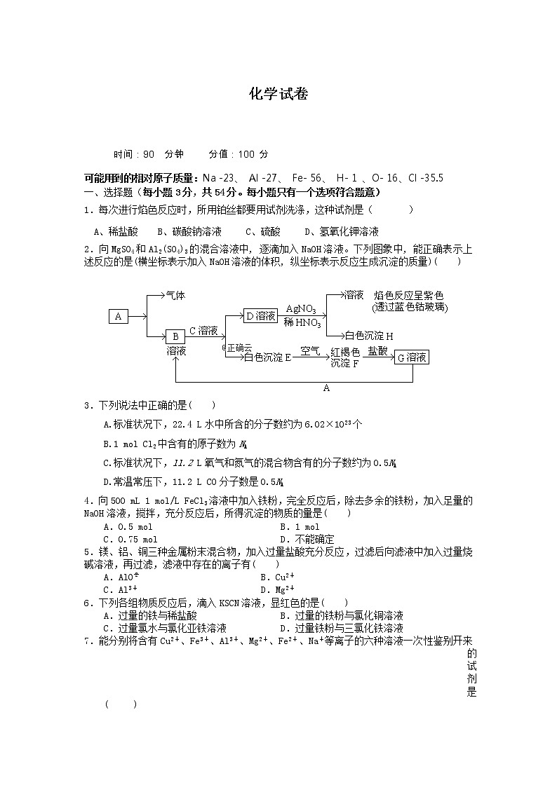 吉林省延边市长白山第一高级中学2019-2020学年高一上学期学科竞赛化学试卷01
