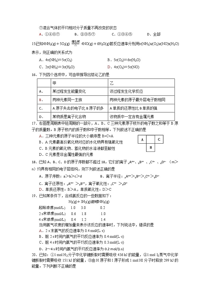 河北省宣化市第一中学2019-2020学年高一11月月考化学试卷03