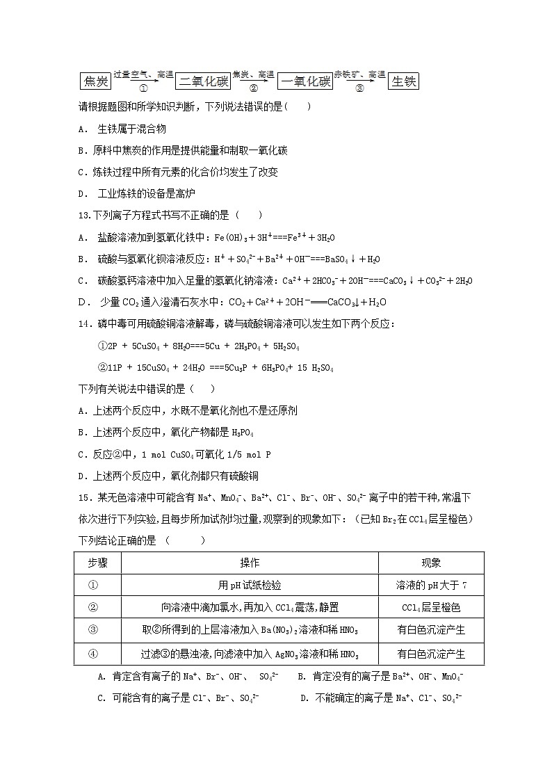 福建省连城县第一中学2019-2020学年高一上学期月考二化学试题第3页