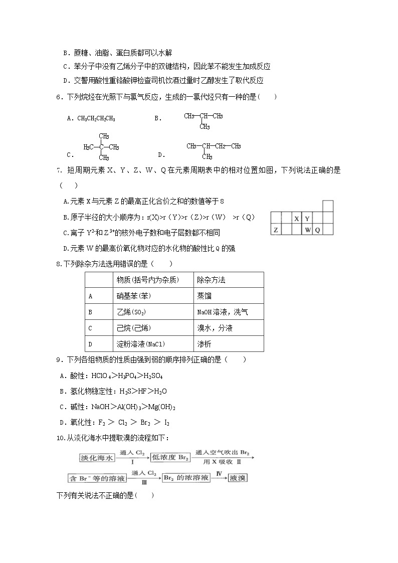 江苏省启东中学2019-2020学年高一下学期期中考试化学试题02