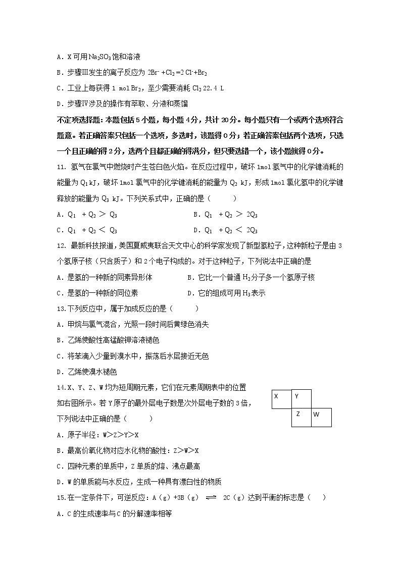 江苏省启东中学2019-2020学年高一下学期期中考试化学试题03