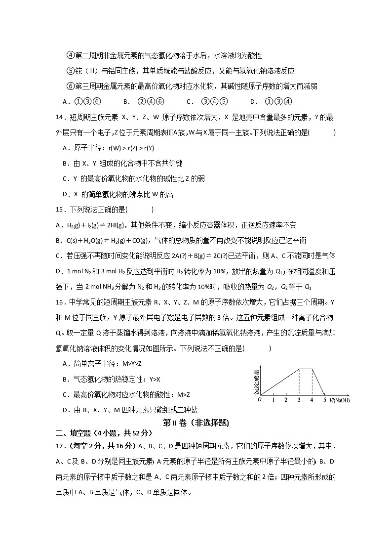 江西省宜春市高安中学2019-2020学年高一下学期期中考试化学（B）试卷03