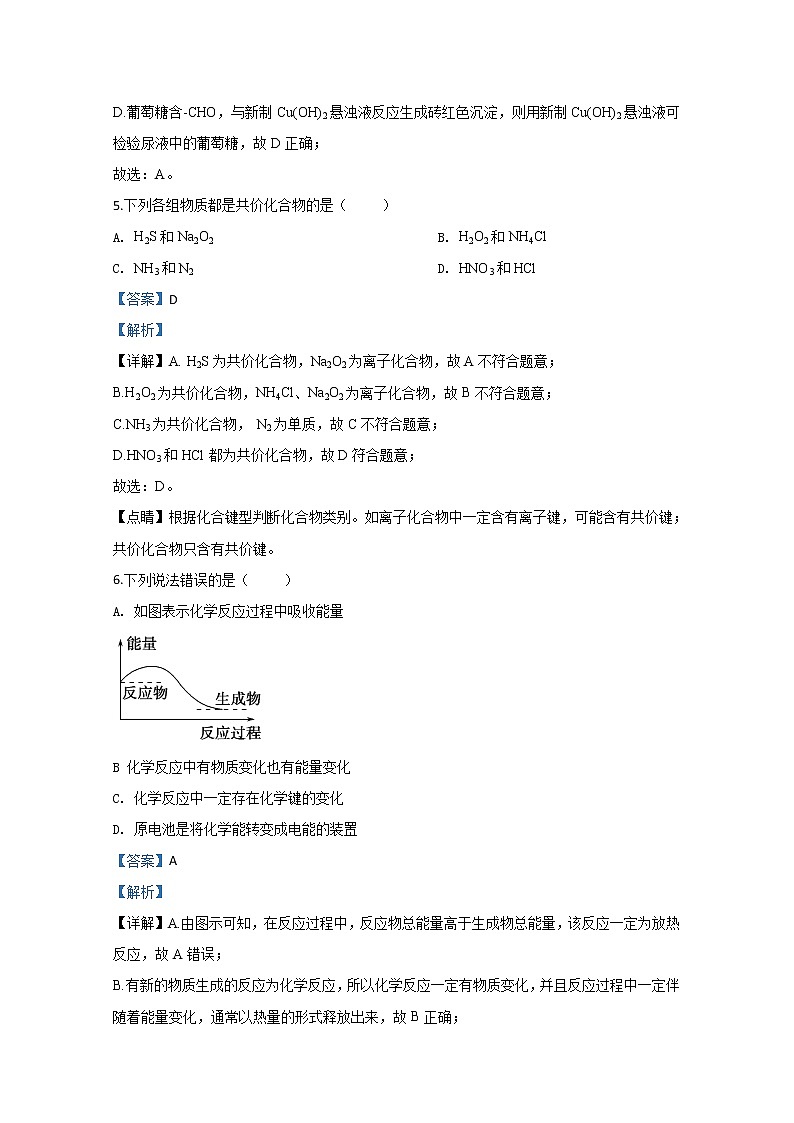 山东省济南市济钢高级中学2019-2020学年高一下学期期中考试化学试题03