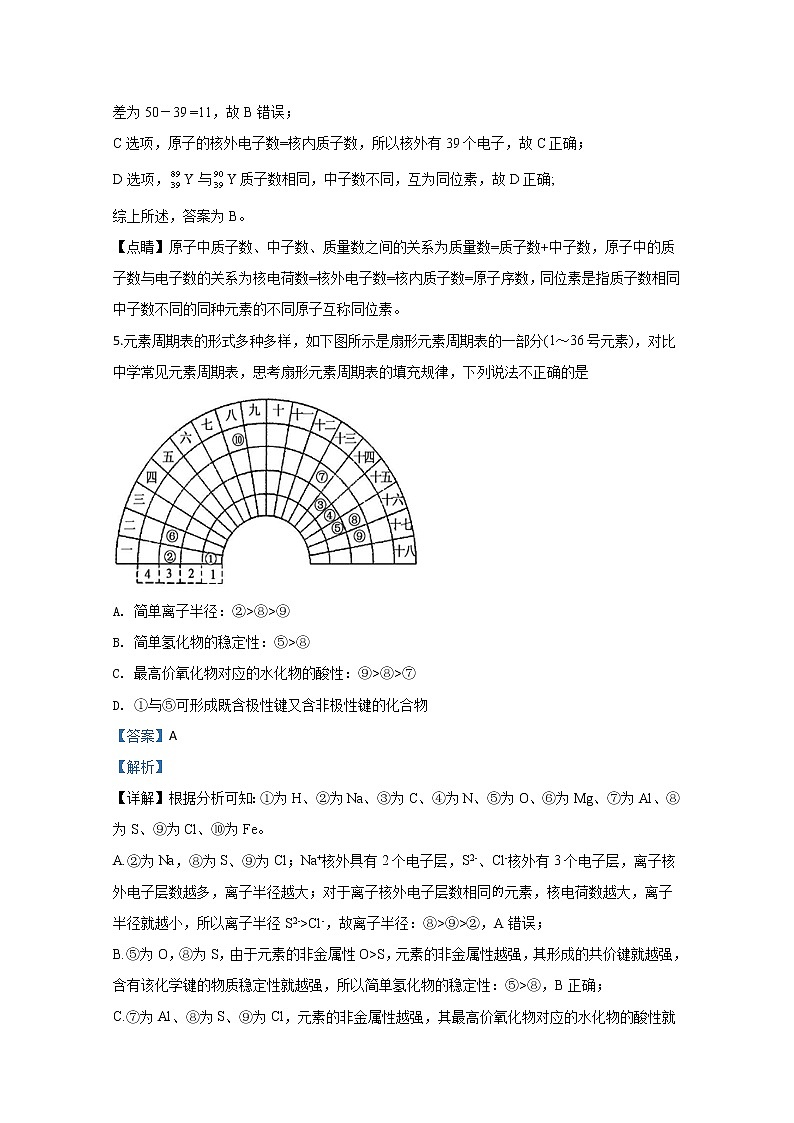 甘肃省张掖市山丹县第一中学2019-2020学年高一下学期期中考试化学试题03